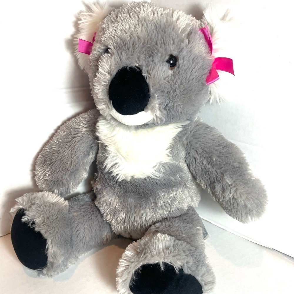 Build-A-Bear Gray and White Koala with Pink Bows Soft Plush Cuddly Stuff Animal